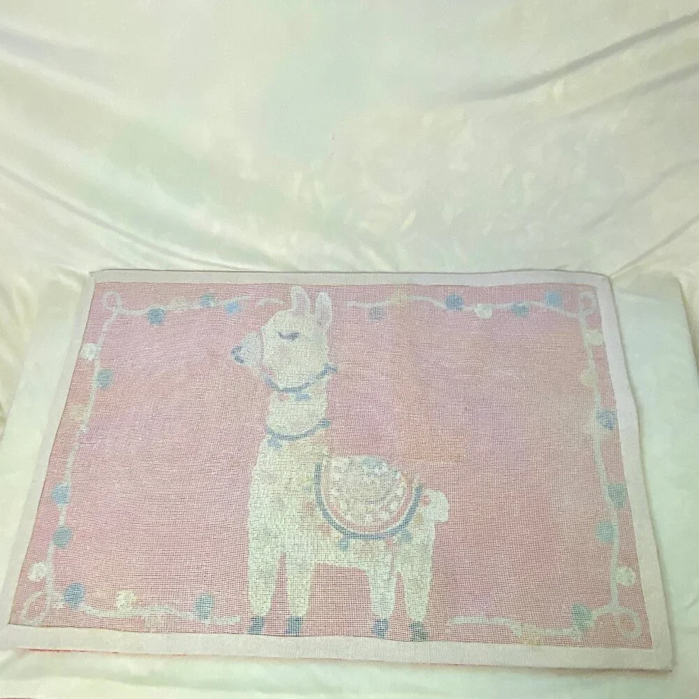 NWOT Hooked Rug with Festive Llama